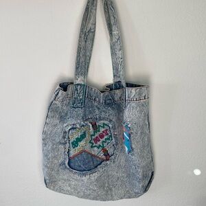 Vintage 90’s  Bijoux Torn Out Denim Acid Wash tote bag